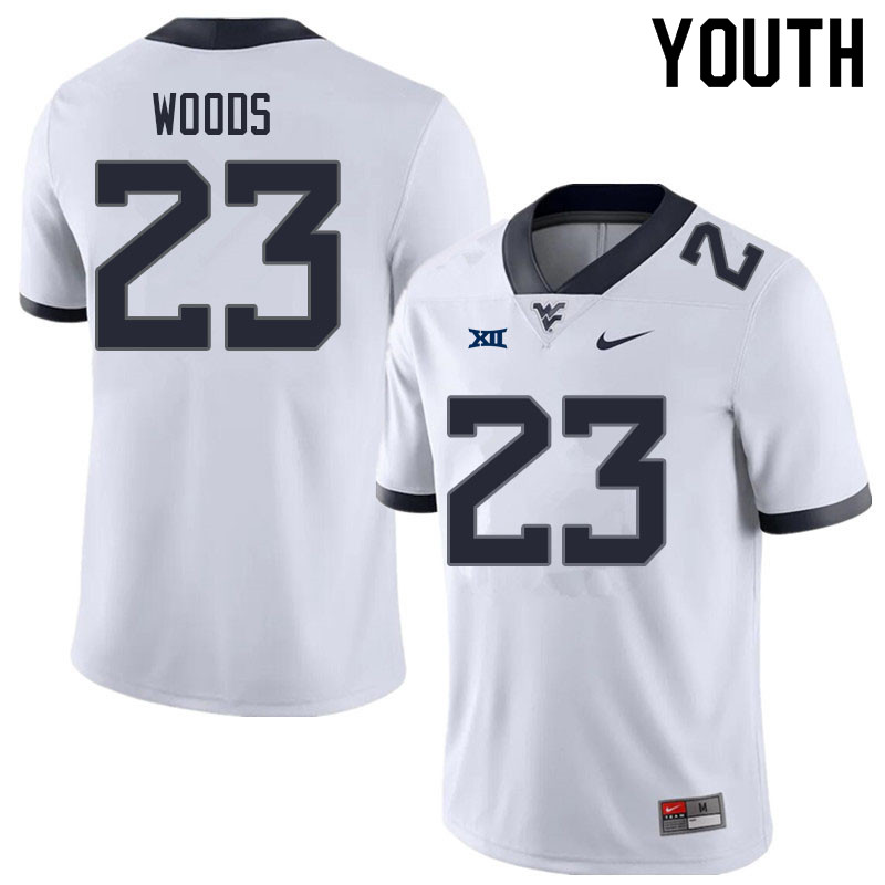 Youth #23 Charles Woods West Virginia Mountaineers College Football Jerseys Sale-White - Click Image to Close